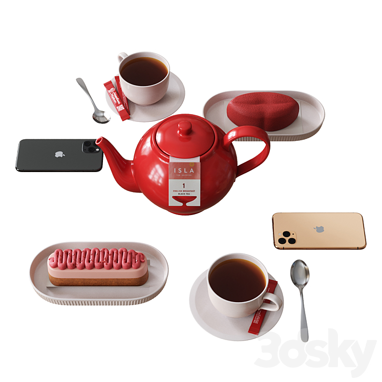 Decorative Set For Cafe Table Set4 3D Model Free