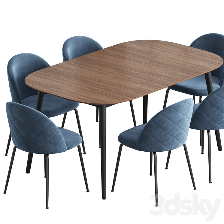 Kingston table stool Mystere Dining set 3DS Max Model - thumbnail 2