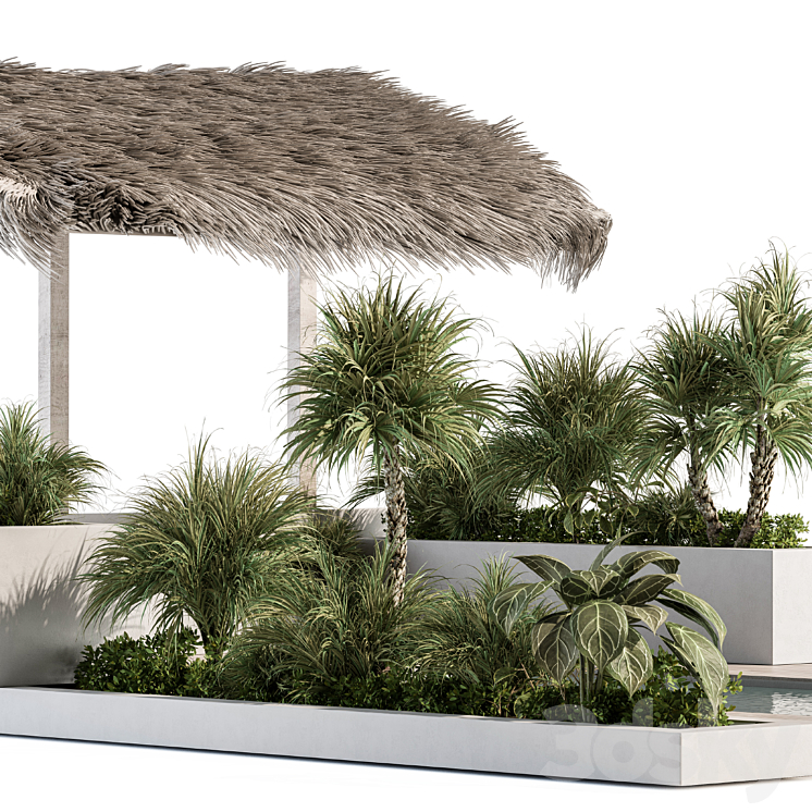 Backyard and Landscape Furniture with Pool 05 3D Model