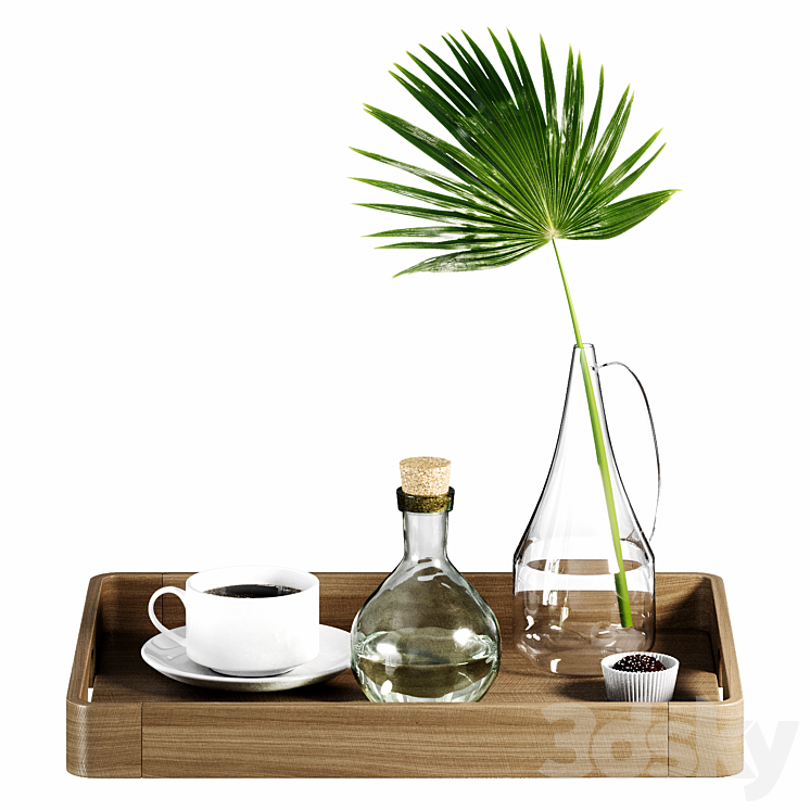 Decorative set with palm leaf 3DS Max Model - thumbnail 2