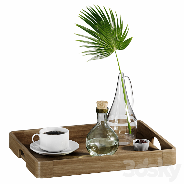 Decorative set with palm leaf 3DS Max Model - thumbnail 1