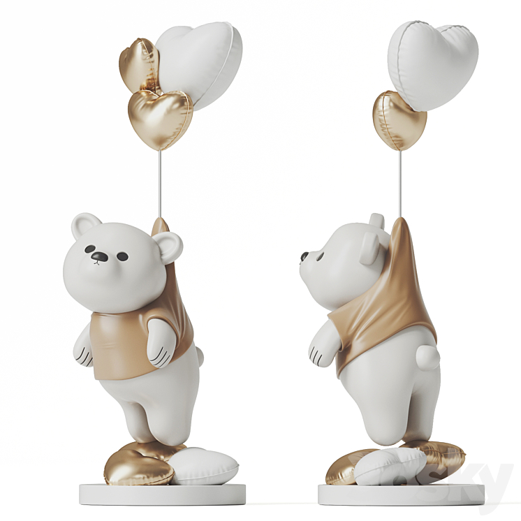 Teddy Bear and Balloons 3DS Max Model - thumbnail 1