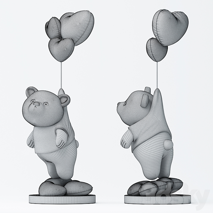 Teddy Bear and Balloons 3DS Max Model - thumbnail 2