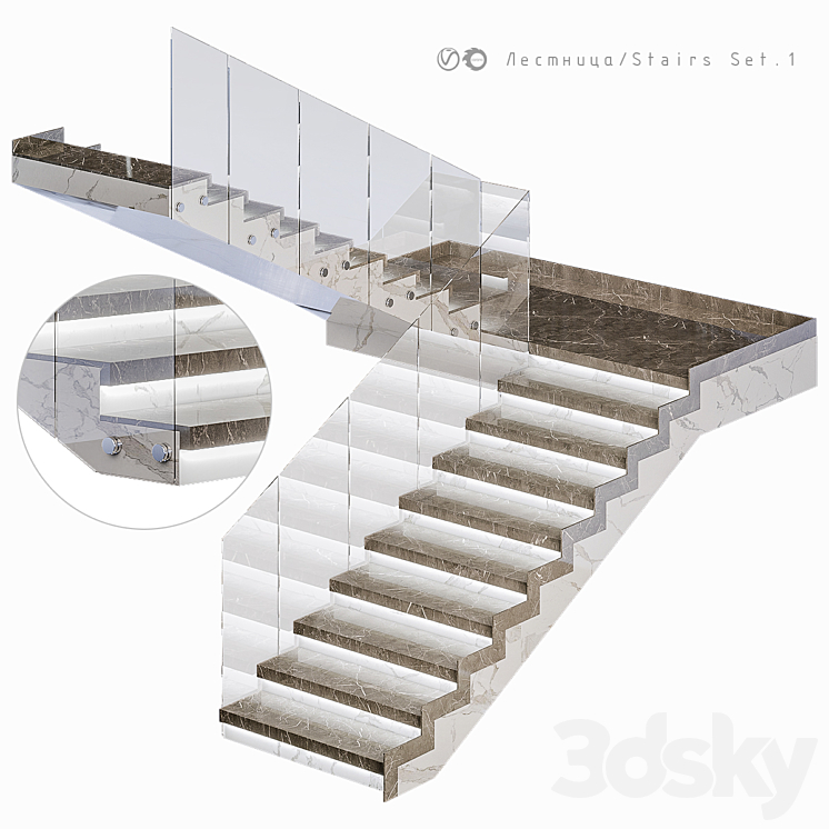 Staircase \/ Set 1 3DS Max - thumbnail 2