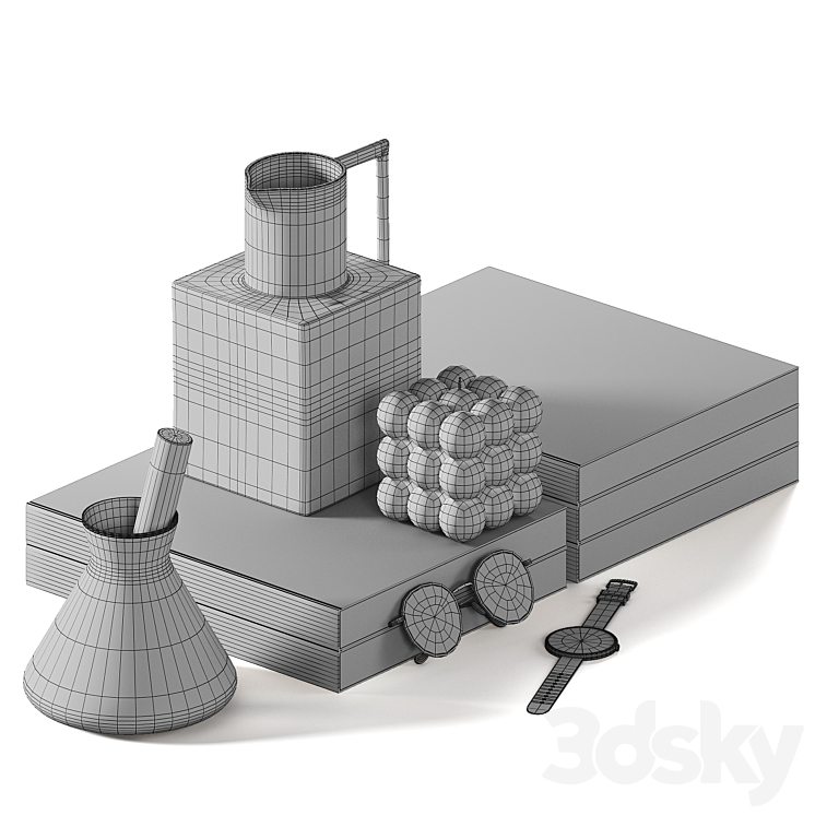 Decorative coffee table set 10 3D Model Free
