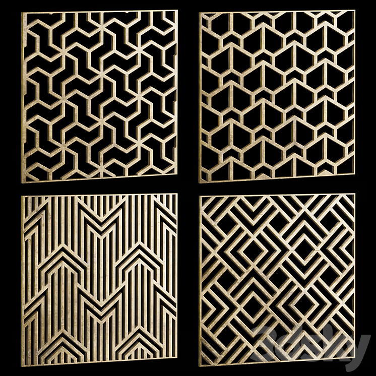 Set of square decorative panels 18 Free Download