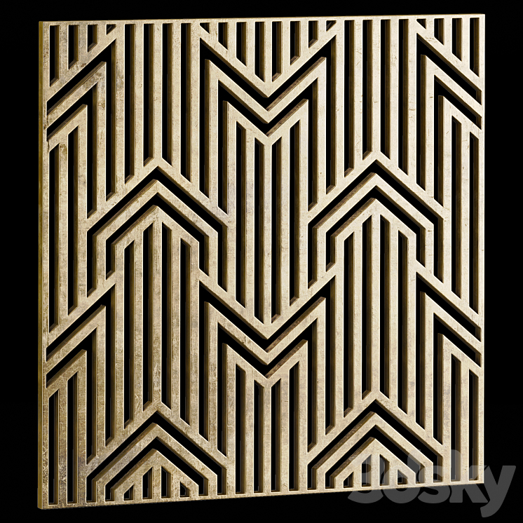 Set of square decorative panels 18 3D Model Free
