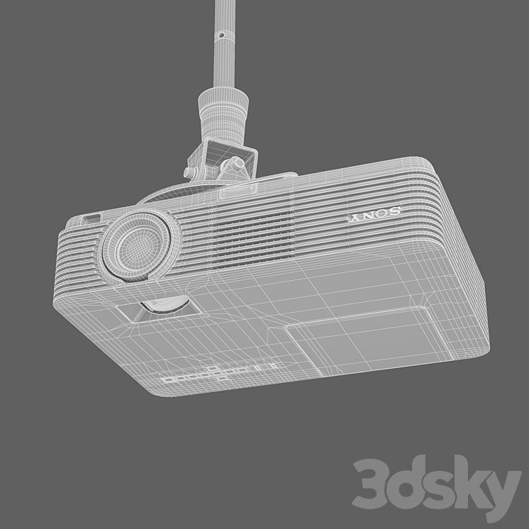 Projector Sony VPL DX221 with Screen Set 3DS Max Model - thumbnail 2