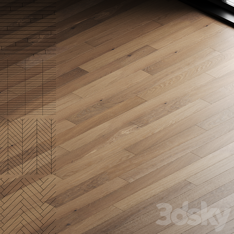 Oak parquet board 09 (wood floor set) 3D Model