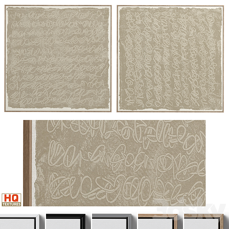 Large Textural Abstract Neutral Wall Art C-401 3DS Max Model - thumbnail 1