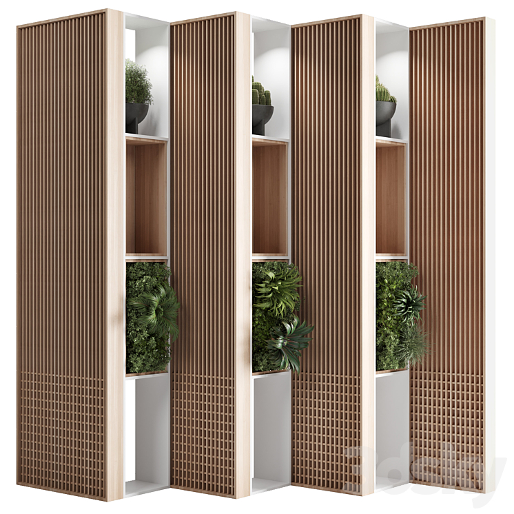 Wooden Partition With Plant 01 3DS Max Model - thumbnail 1