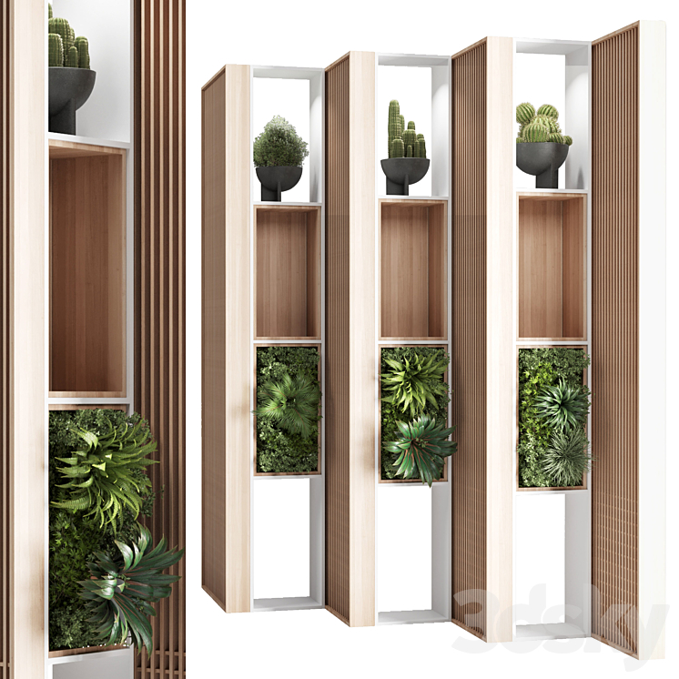 Wooden Partition With Plant 01 3DS Max Model - thumbnail 2