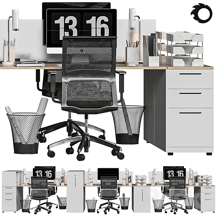 modern office furniture 3DS Max Model - thumbnail 2