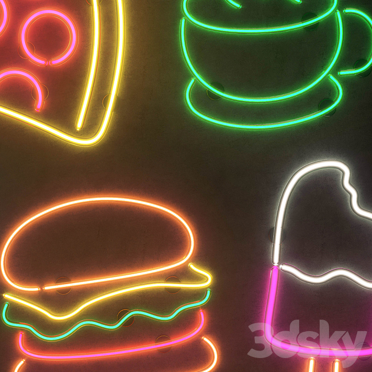 Light modules Set 63 Neon 3D Model Free