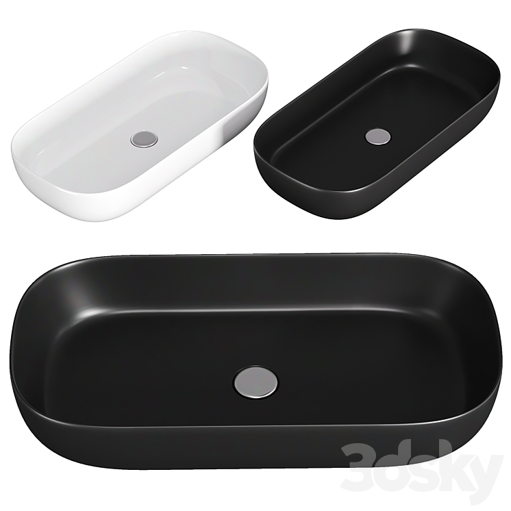 Oval Matte Black Vessel Sink in Ceramic 3DS Max - thumbnail 1