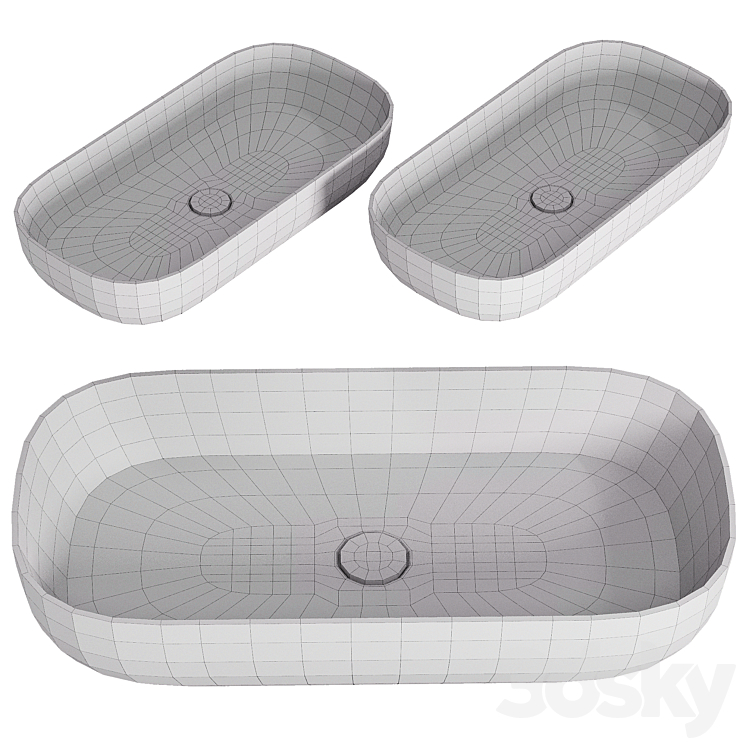 Oval Matte Black Vessel Sink in Ceramic 3DS Max - thumbnail 2
