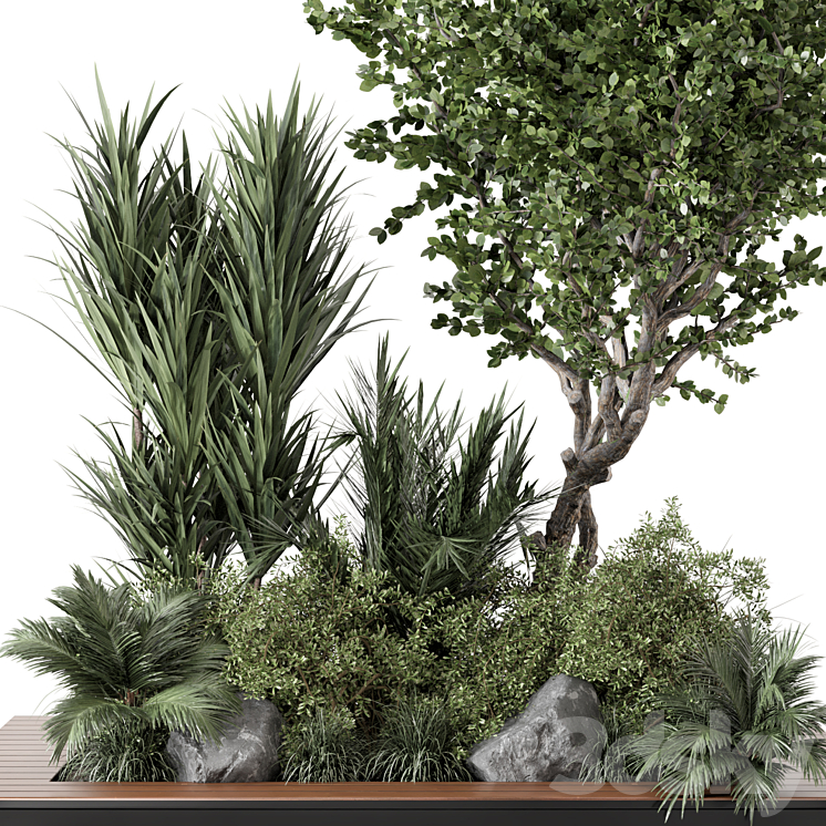 Outdoor Garden set bush and Tree – Garden Set 499 3DS Max Model - thumbnail 2