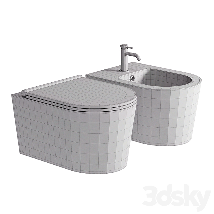 Saqu Trend compact hangtoilet randloos incl. toiletbril mat zwart 3DS Max Model - thumbnail 2