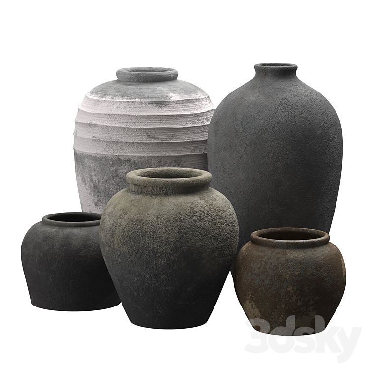 Artisan clay vases 3D Model