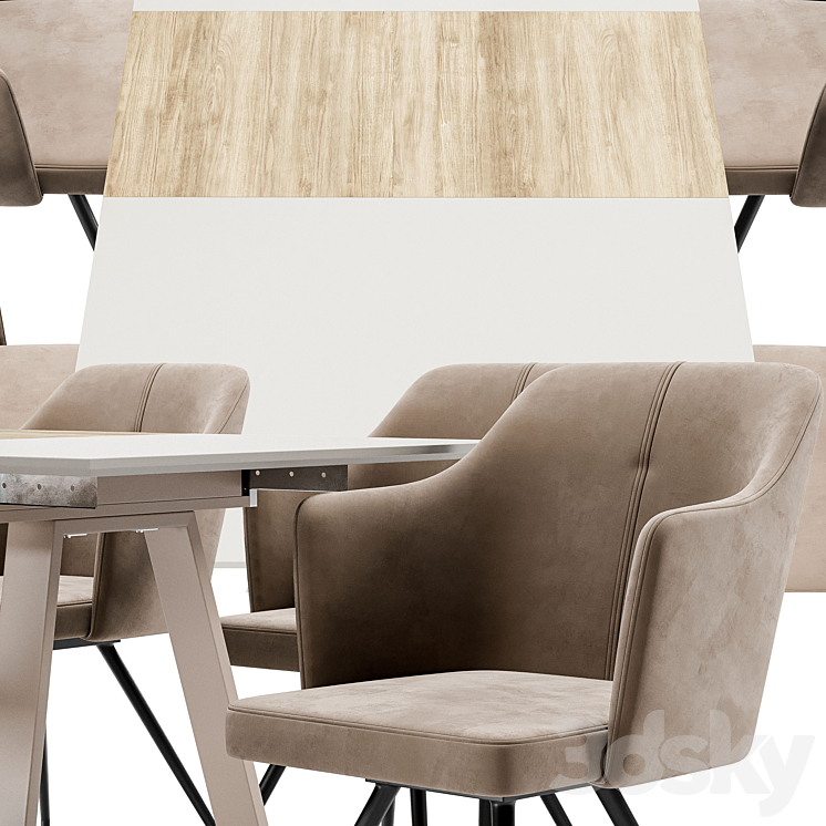 Sling Dining Chair and Detroit Table 3DS Max Model - thumbnail 2