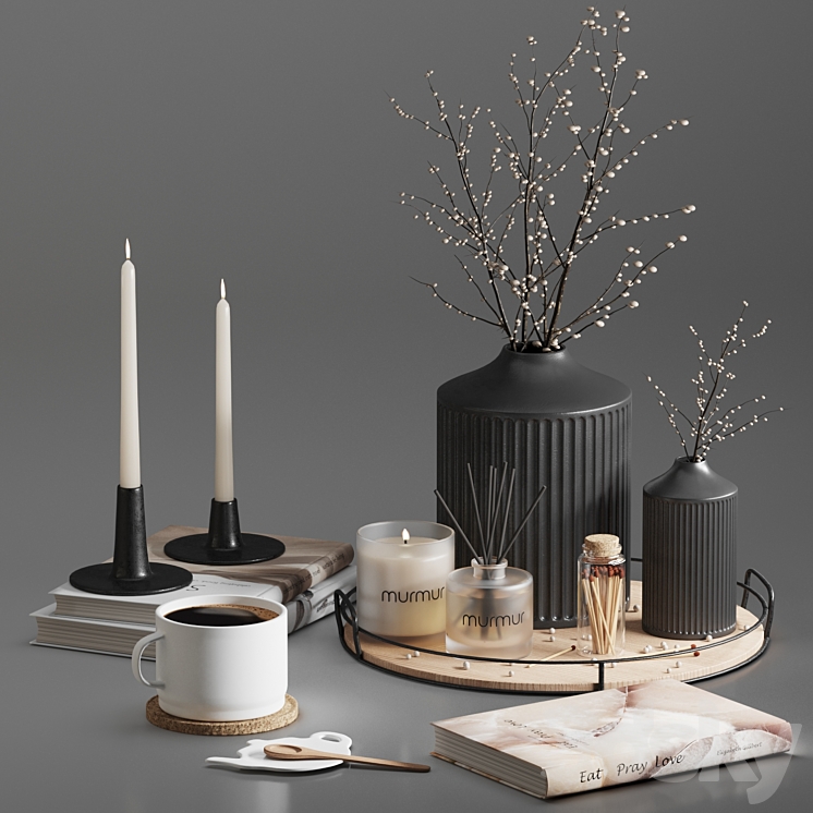 Decorative set 01 With Murmur candle and diffuser 3DS Max - thumbnail 1