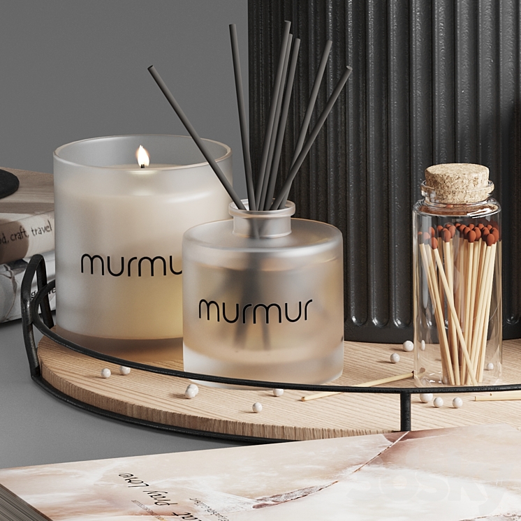 Decorative set 01 With Murmur candle and diffuser 3DS Max - thumbnail 2