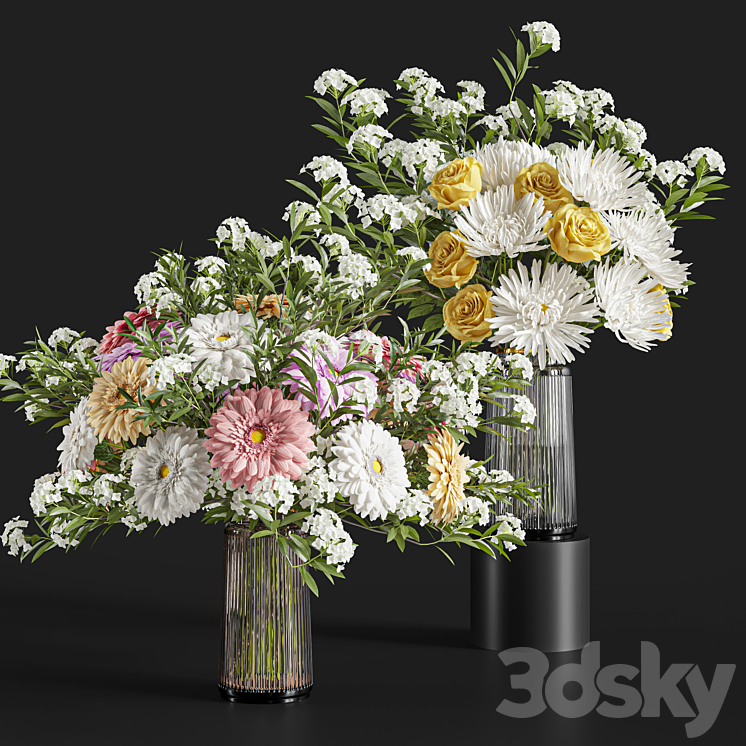 Flower Set 021 Gerbera Chrysanthemum 3DS Max Model - thumbnail 1