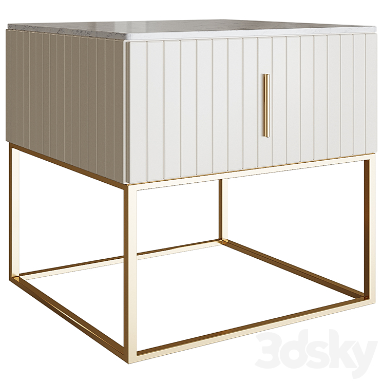 Bedside table Off White 3DS Max Model - thumbnail 1