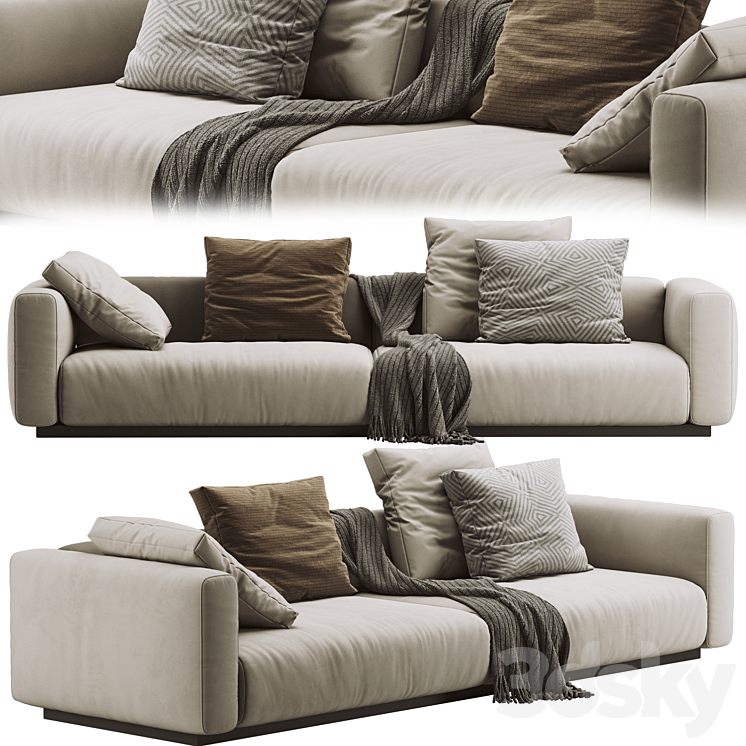 Flexform Lario Sofa 3 seats 3DS Max Model - thumbnail 1