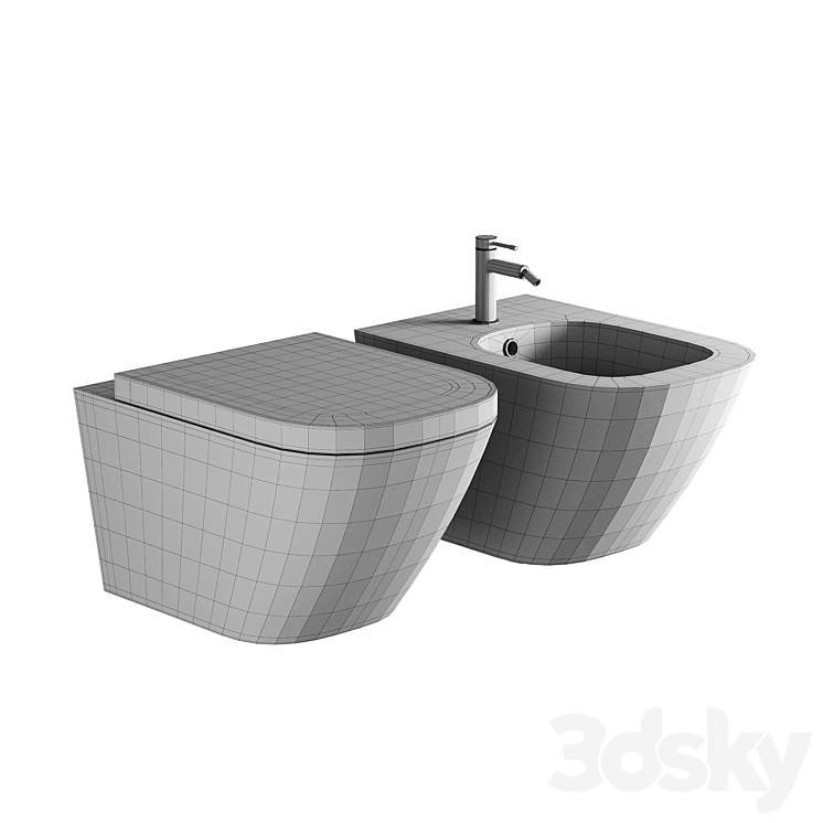 Toilet Roca The Gap 34647L000 hanging without seat 3DS Max Model - thumbnail 2