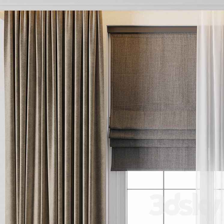 Hadi Curtain With Roman Blinds 56 3DS Max Model - thumbnail 2