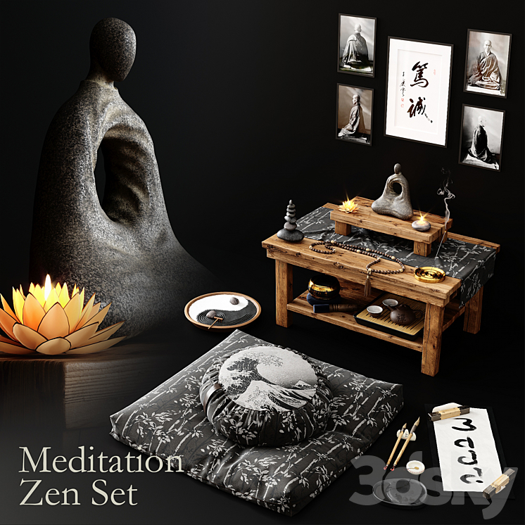 Meditation Zen Set 3DS Max Model - thumbnail 1