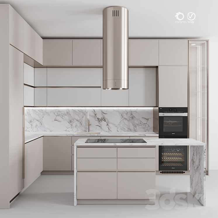 “Kitchen №118 “”White Marble””” 3DS Max Model - thumbnail 1