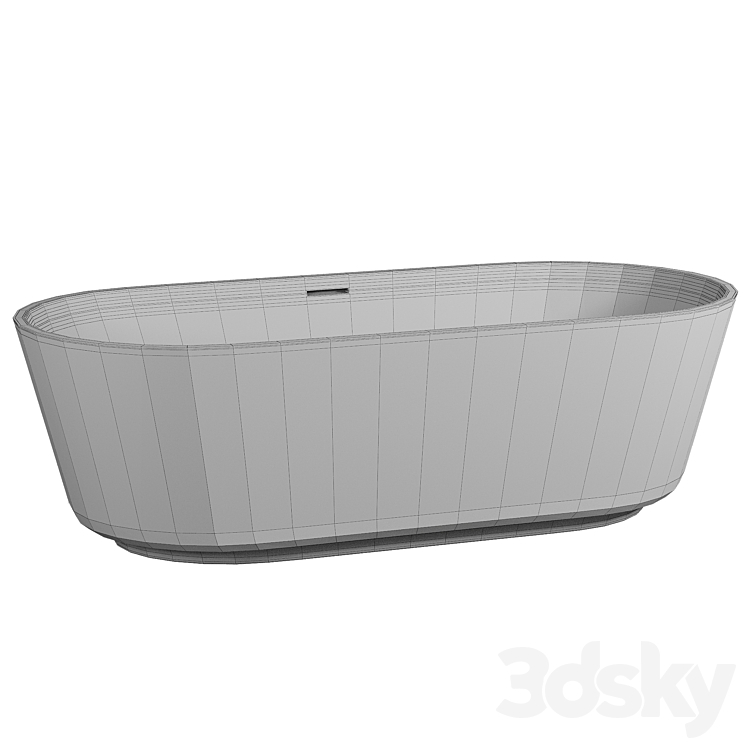 Freestyle Solid Surface Acrylic Resin Stone Freestanding Bath Tub KKR-B079 3DS Max Model - thumbnail 2
