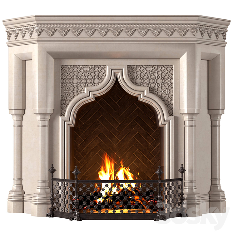 Fireplace in oriental style. Arabic classic fireplace.Arabic Fireplace.Oriental Fireplace 3D Model