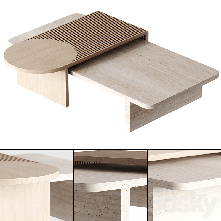 Stick and Stone center table by Dooq 3D Model