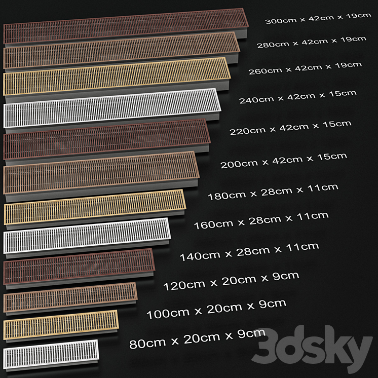 Underfloor recessed convector heating radiator 3D Model