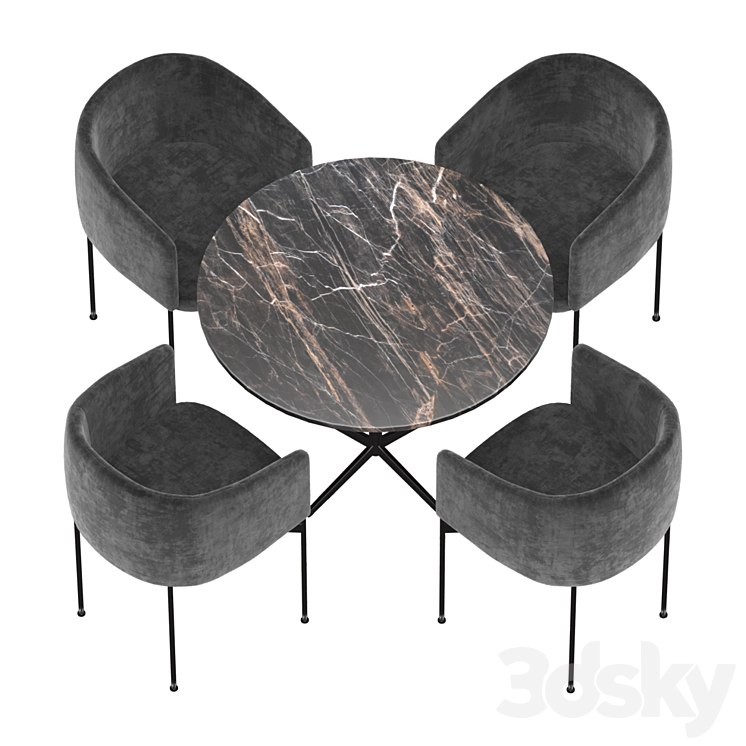 Dining set by Adea 3DS Max Model - thumbnail 2