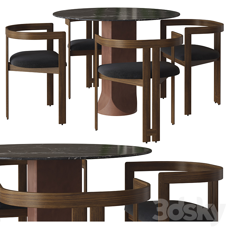 pigreco chair and togrul table by tacchini 3DS Max - thumbnail 1