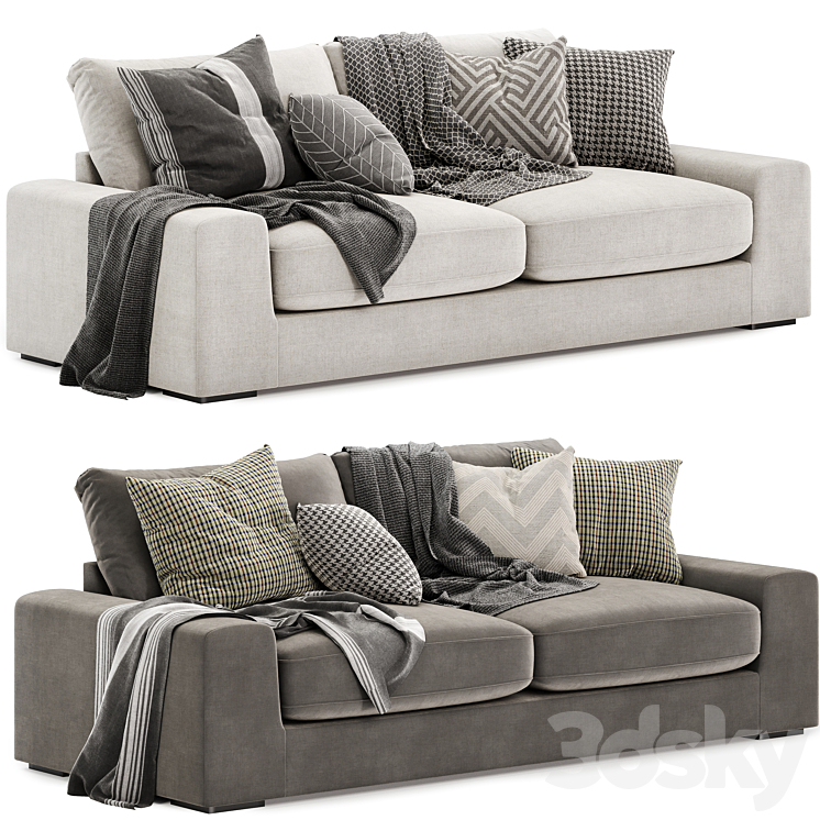 chill fabric 4 seater sofa 3DS Max Model - thumbnail 1