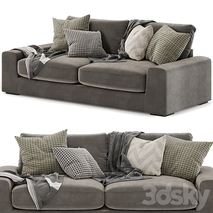 chill fabric 4 seater sofa 3DS Max Model - thumbnail 2
