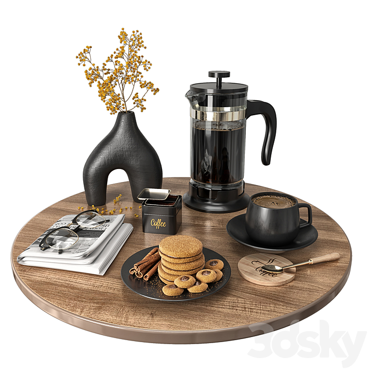 “Coffee Set “”Black””” 3DS Max Model - thumbnail 1