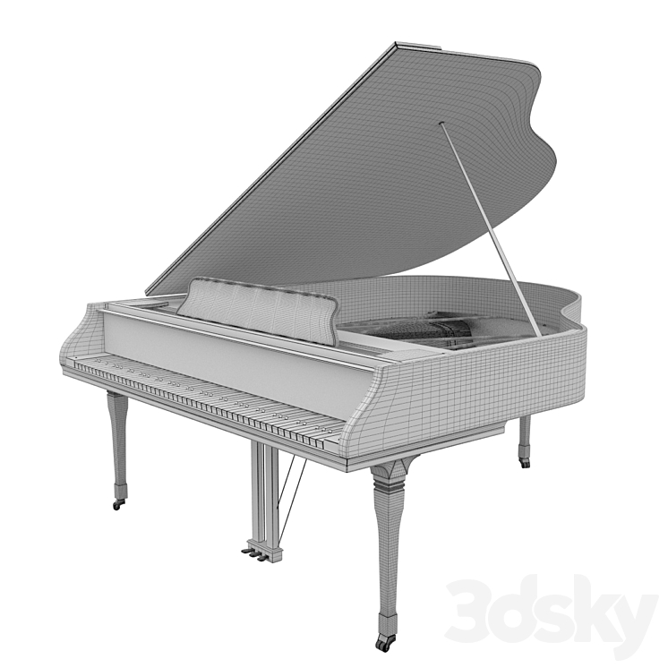 Grand piano classic detailed 3D Model Free
