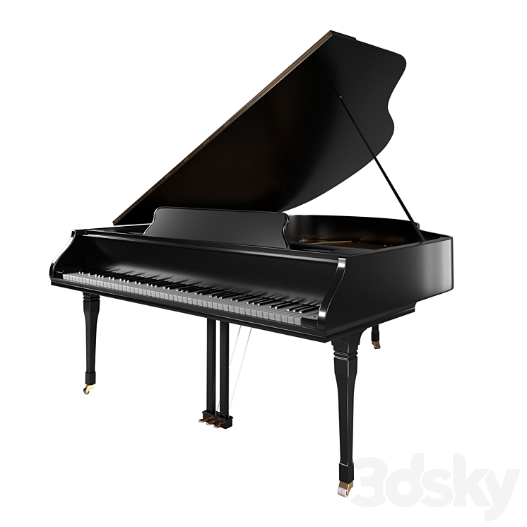 Grand piano classic detailed 3D Model
