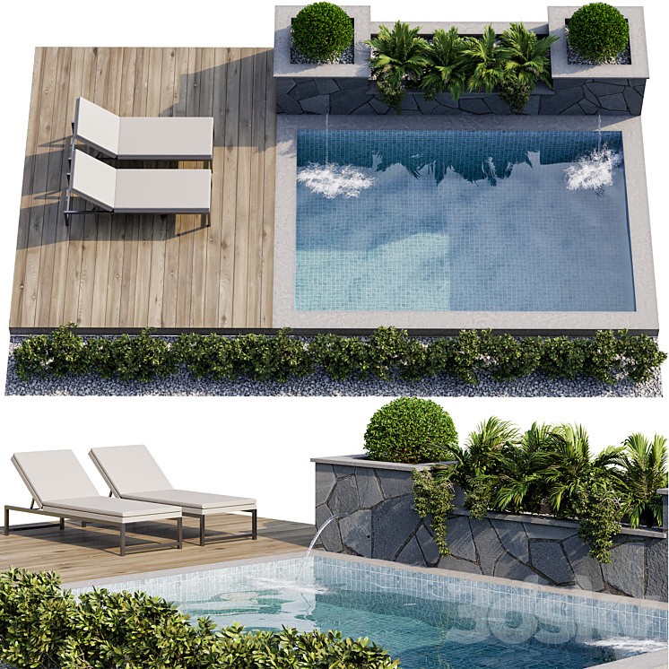 Backyard and Landscape with Pool 12 3DS Max - thumbnail 1