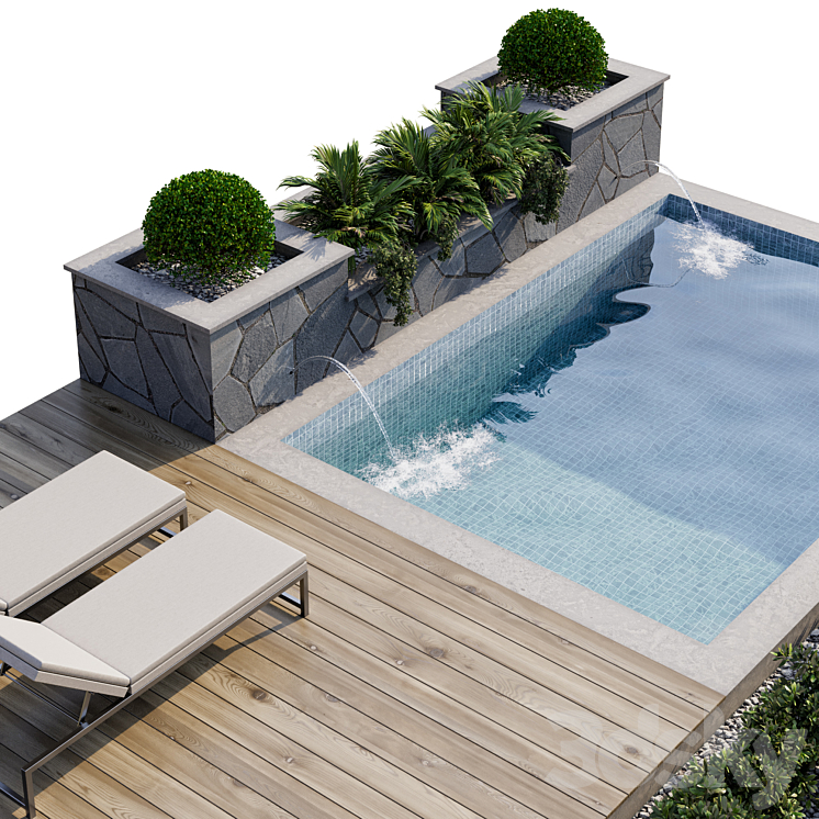 Backyard and Landscape with Pool 12 3DS Max - thumbnail 2