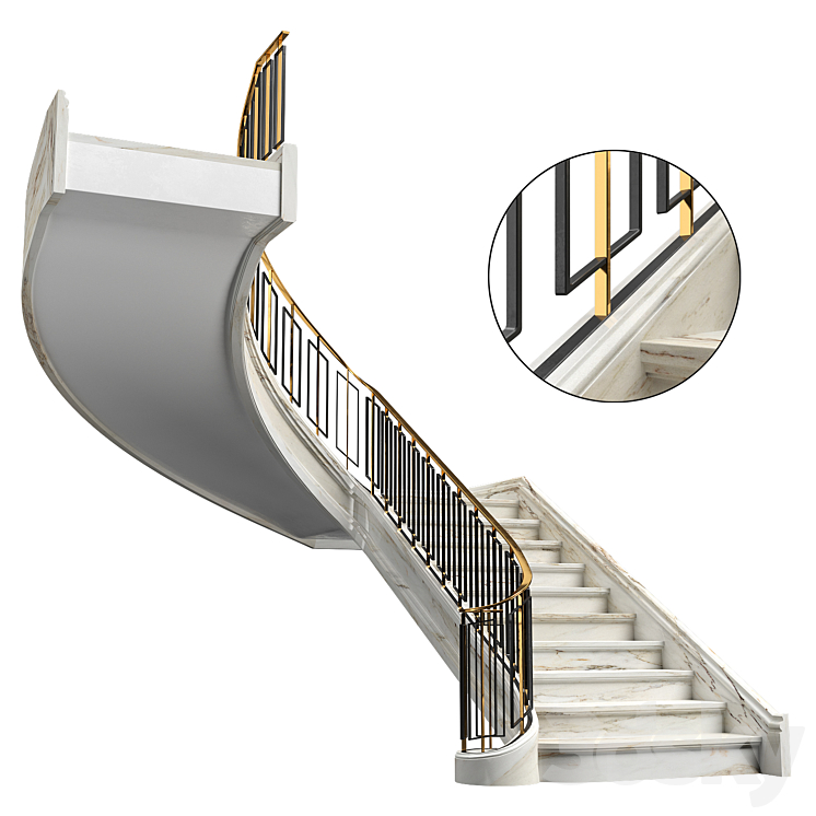 Neoclassical staircase 3D Model