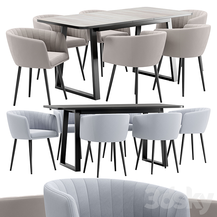 Alina dining chair and Sheffilton table 3DS Max Model - thumbnail 1