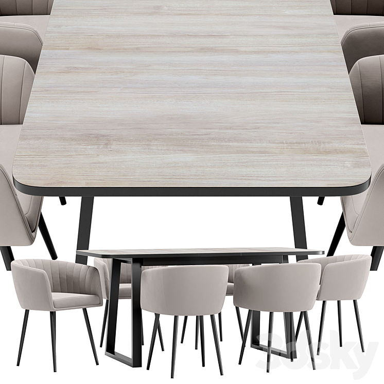 Alina dining chair and Sheffilton table 3DS Max Model - thumbnail 2