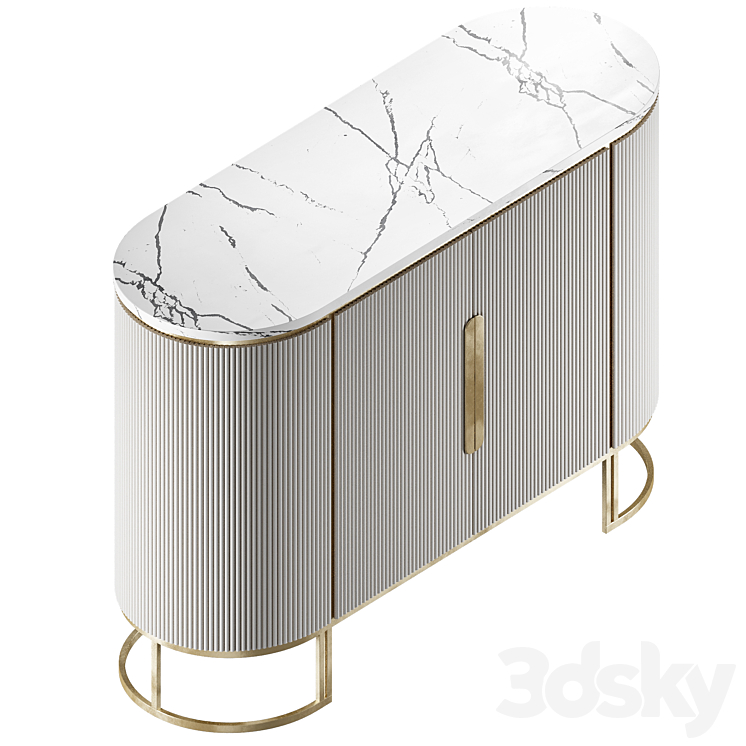 Modern White Sideboard 3DS Max Model - thumbnail 2